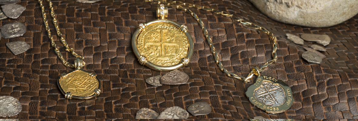 14K Gold Treasure Island Coin Pendant